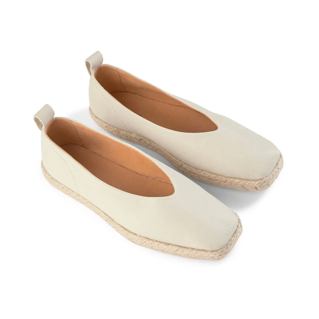 Palm Leather Ballerina - OFF WHITE