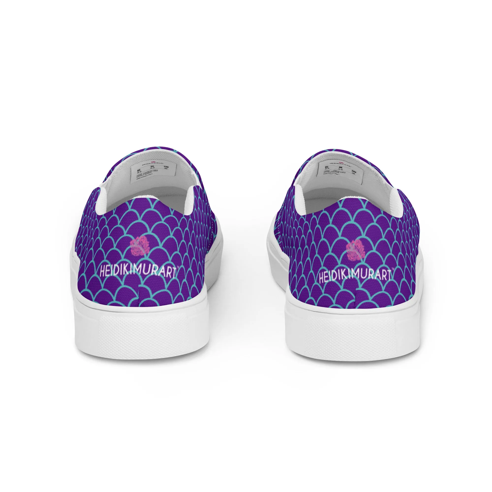 Purple Mermaid Women's Sneakers, Purple Blue Mermaid Print Women’s Slip-On Canvas Shoes (US Size: 5-12)