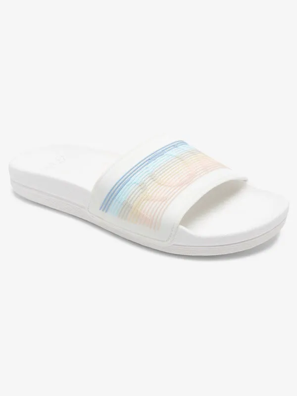 Roxy Slippy Water-Friendly Sandals - White/Stripe