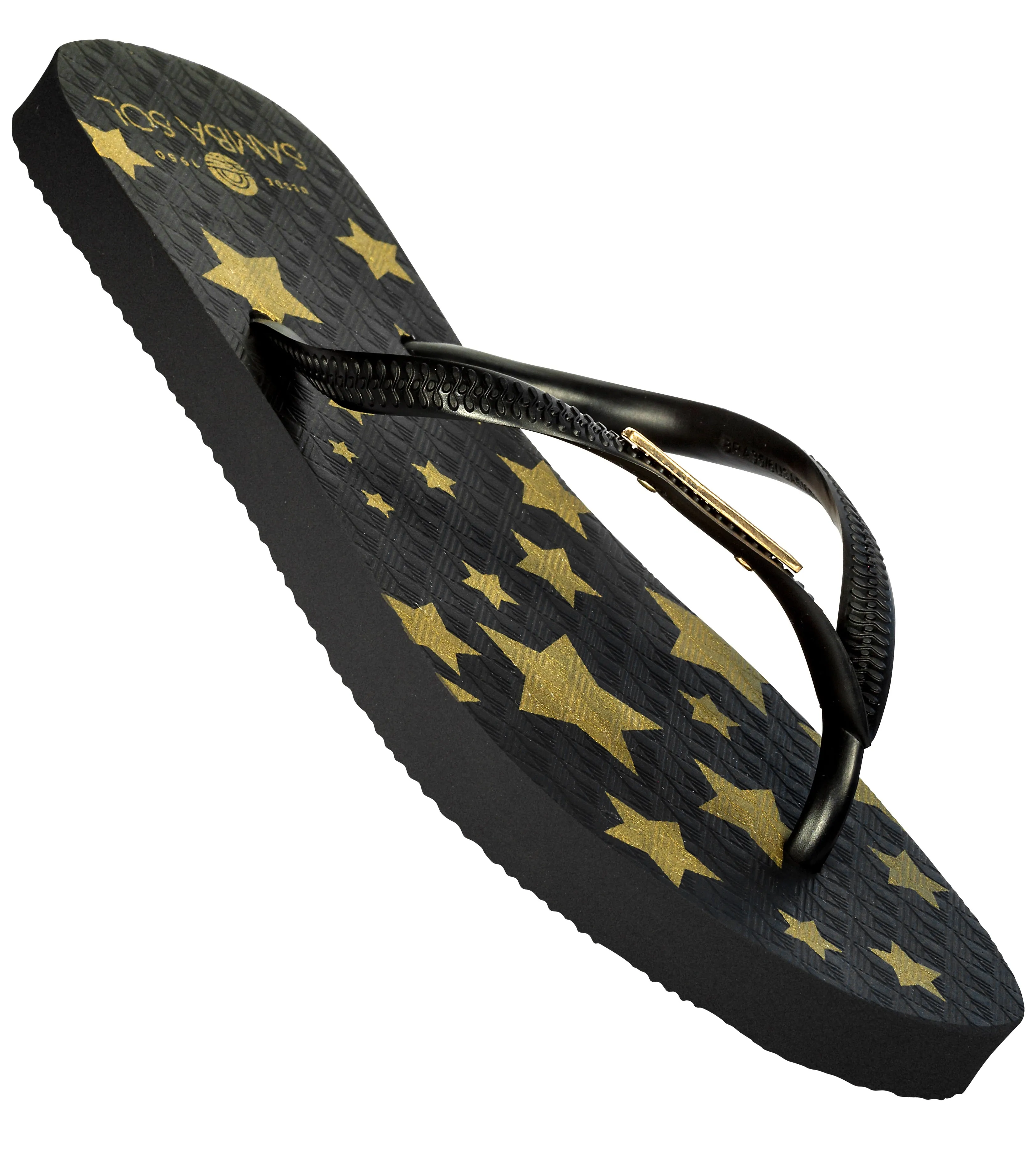 Samba Sol Women’s Fashion Collection Flip Flops - Black Stars