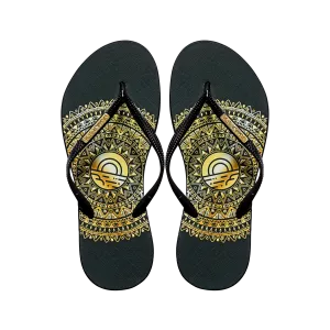 Samba Sol Women's Fashion Collection Flip Flops - Gold Medallion