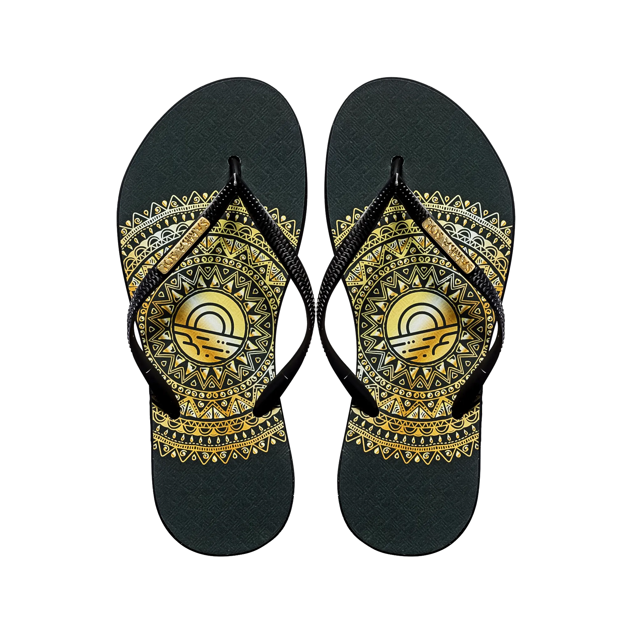 Samba Sol Women's Fashion Collection Flip Flops - Gold Medallion