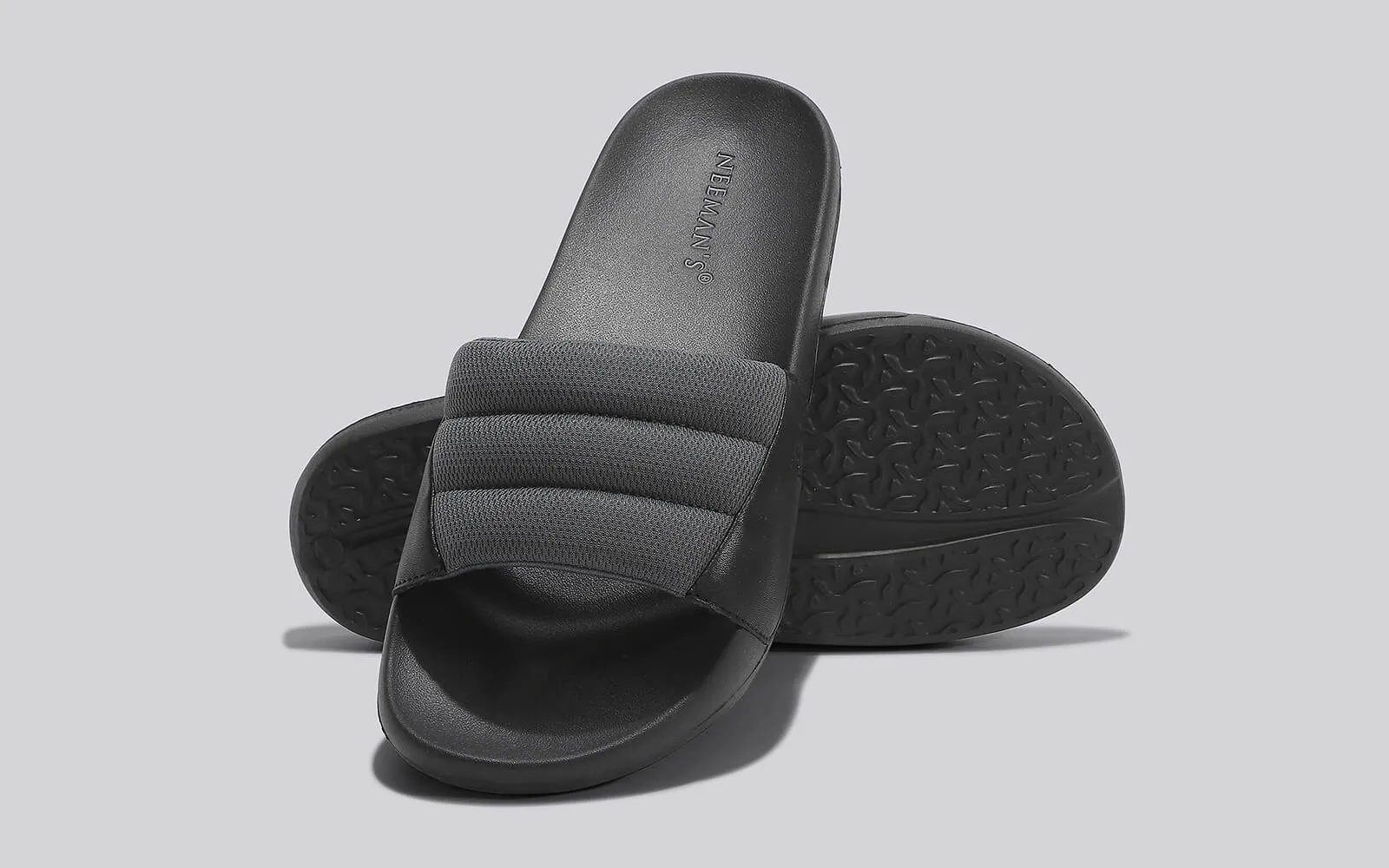 Squooshy Slides for Men : Grey-Black