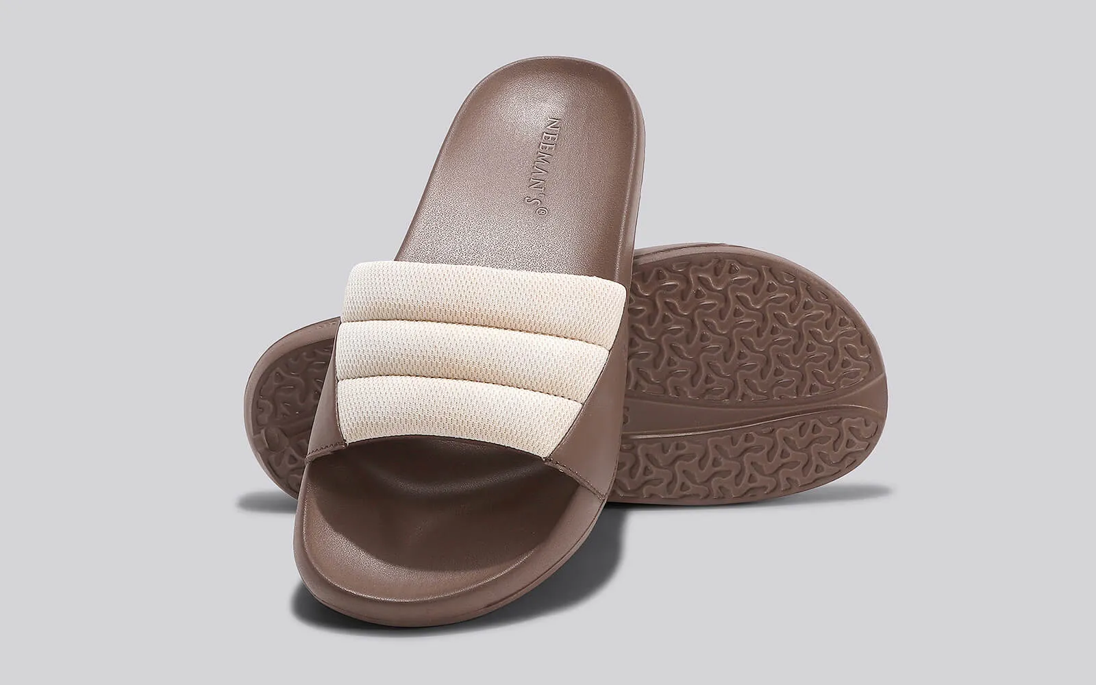 Squooshy Slides for Men : Ivory-Brown