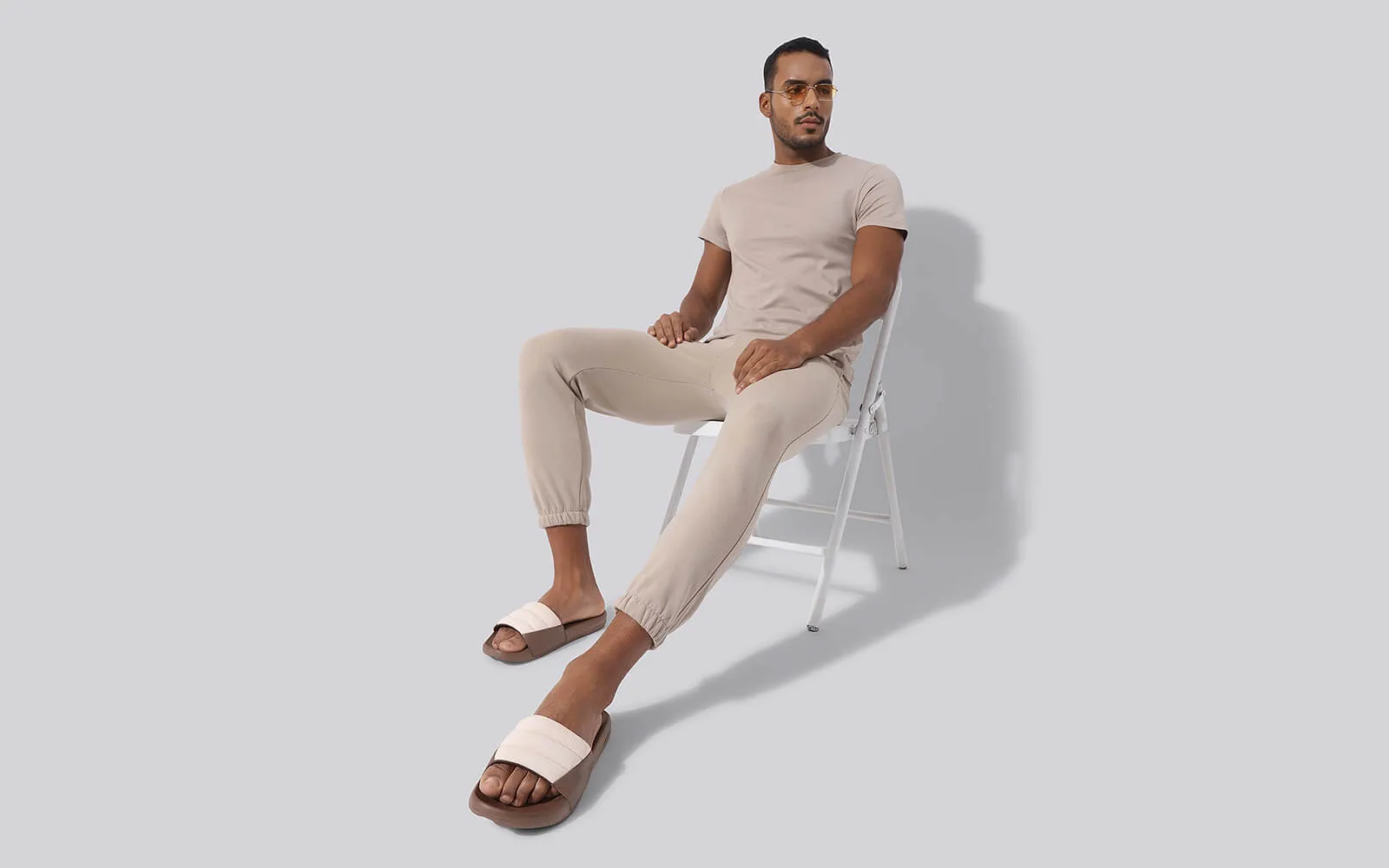 Squooshy Slides for Men : Ivory-Brown