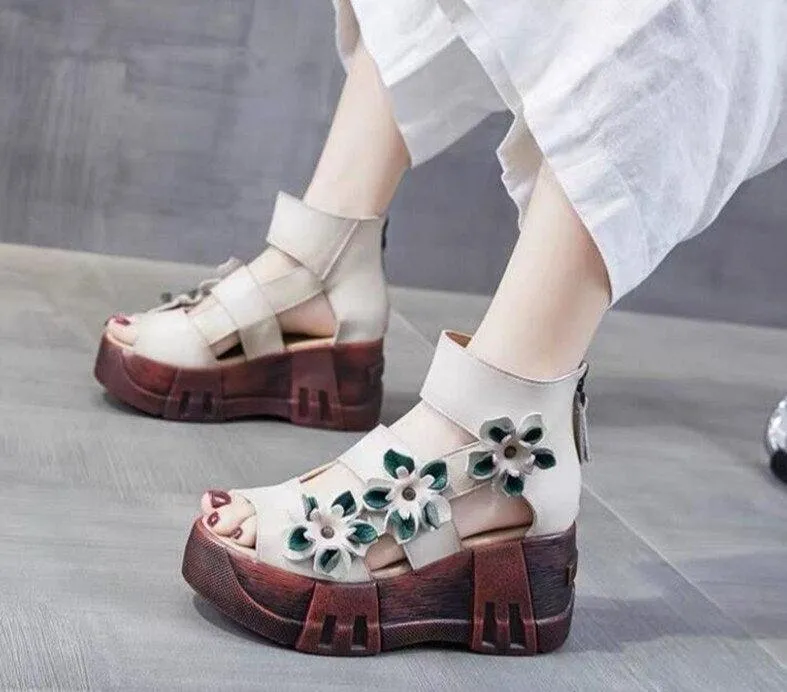 Stylish Floral Wedge Sandals