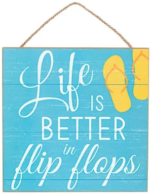 Summer Beach House Decor Sign - 10" x 10"