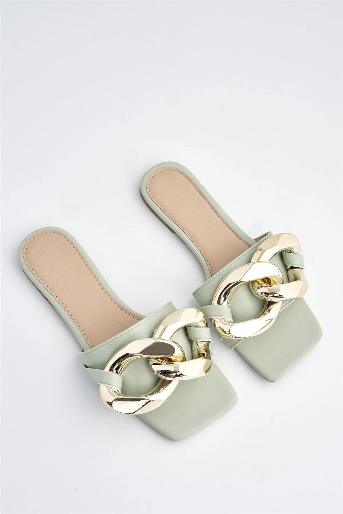 Teva Oversized Chain Flat Sandal in Green