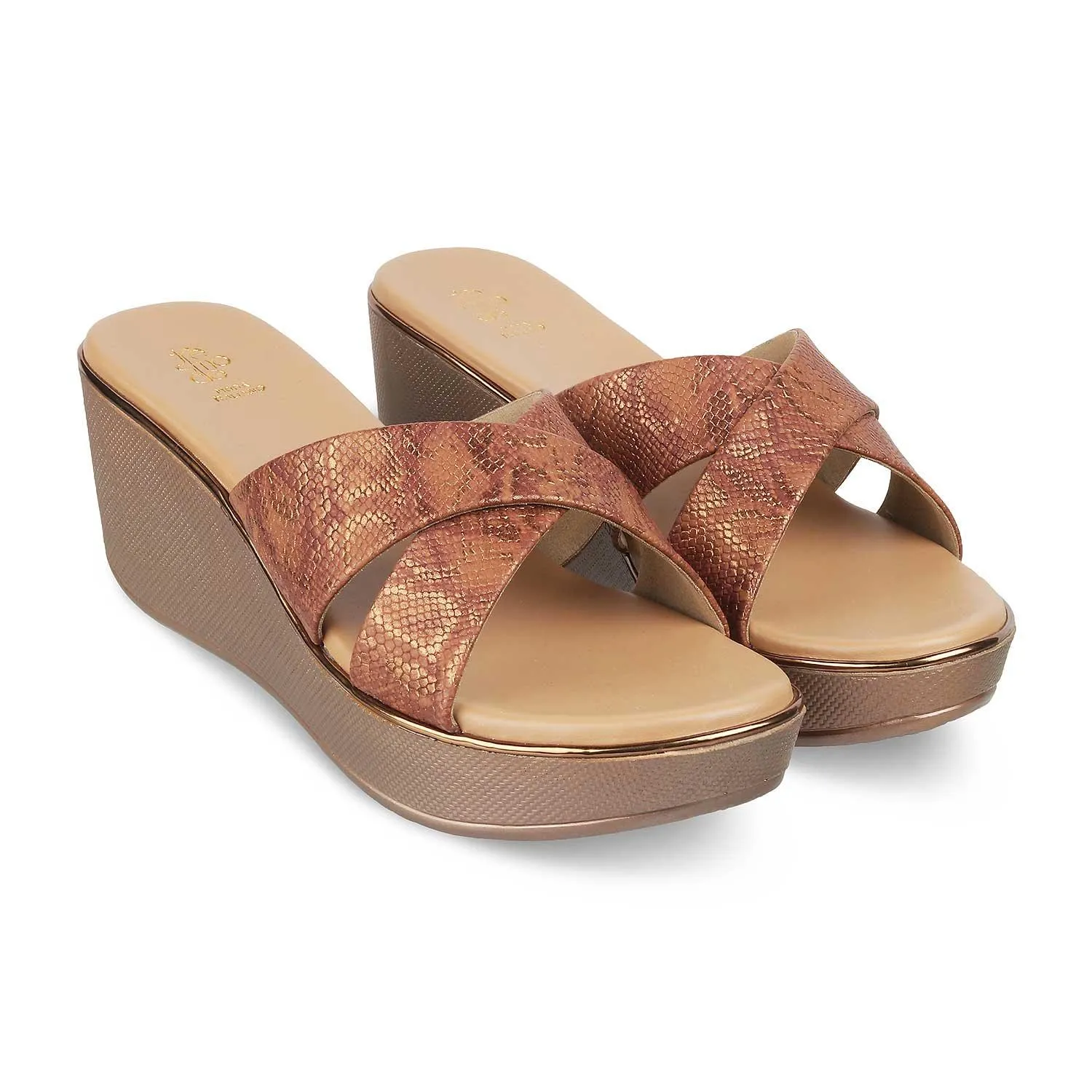 The Savvy Bronze Women's Dress Wedge Sandals Tresmode