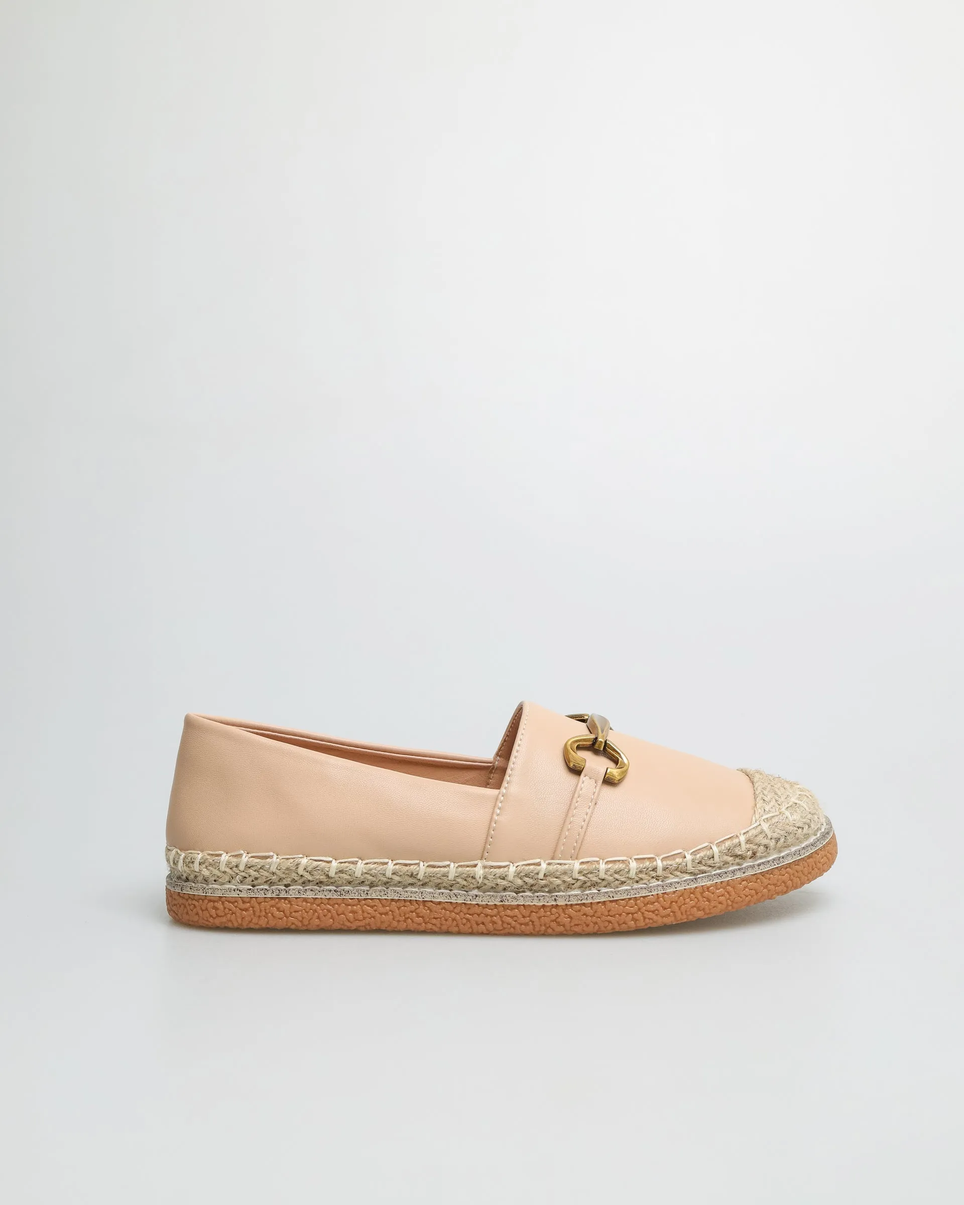 Tomaz YX146 Ladies Espadrilles Buckle Flats (Beige)