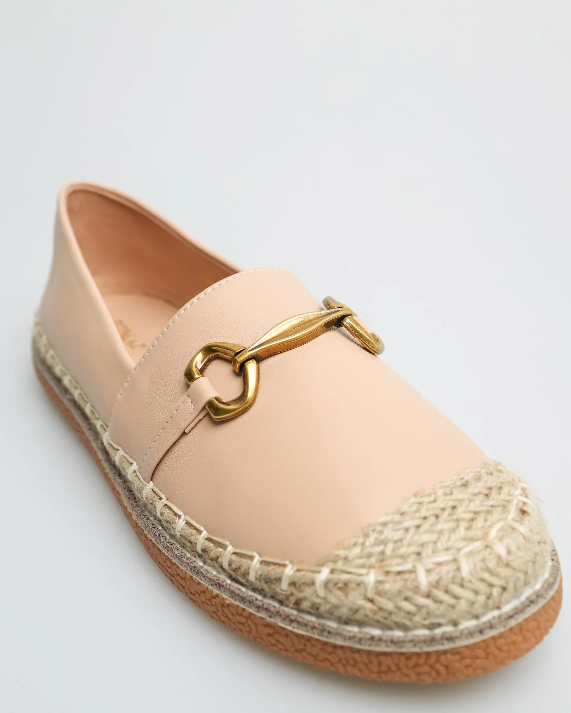 Tomaz YX146 Ladies Espadrilles Buckle Flats (Beige)