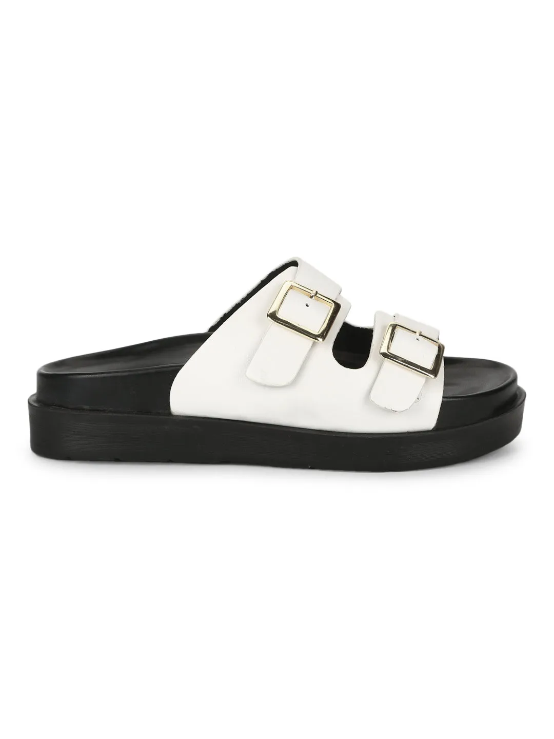 White PU Side Buckle Slides