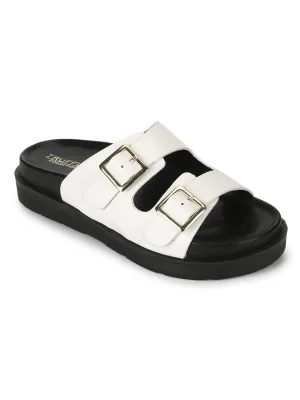 White PU Side Buckle Slides