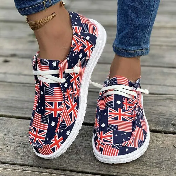 Women's Flat Printed Canvas Shoes 74106107C