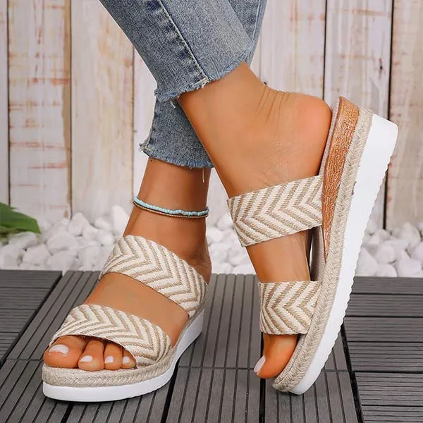 Women's Peep-Toe Casual Platform Wedge Slide Sandals 96650728C