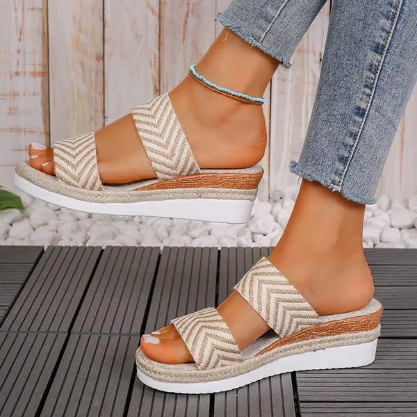 Women's Peep-Toe Casual Platform Wedge Slide Sandals 96650728C