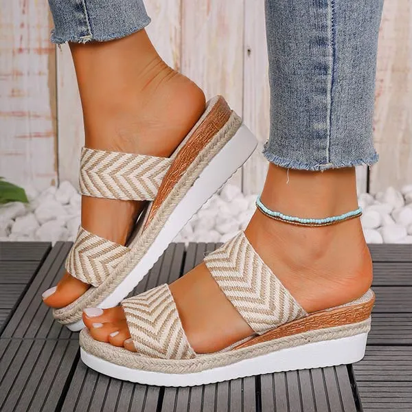 Women's Peep-Toe Casual Platform Wedge Slide Sandals 96650728C