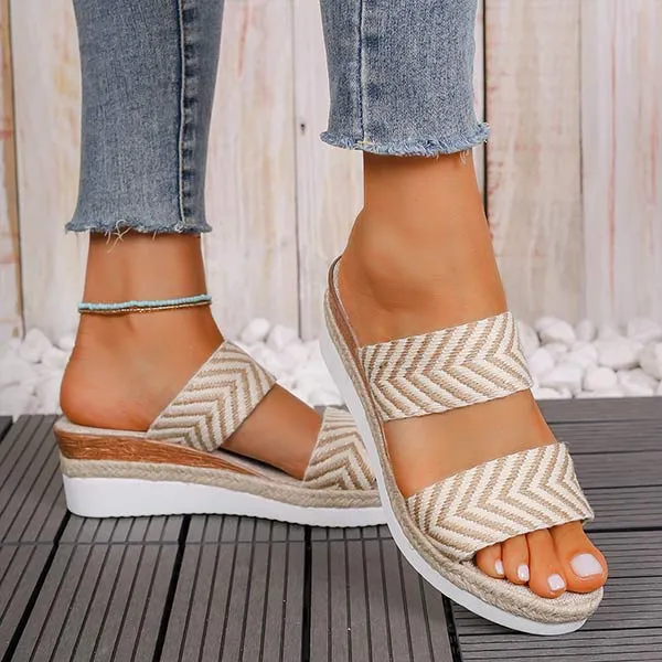 Women's Peep-Toe Casual Platform Wedge Slide Sandals 96650728C