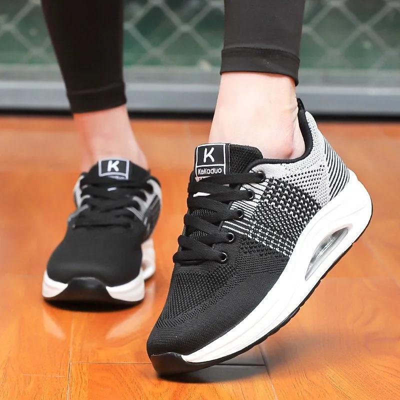 Women's Walking Shoes Sock Sneakers Black Breathe Platform Resistant Ladies Trainers Running Shoes