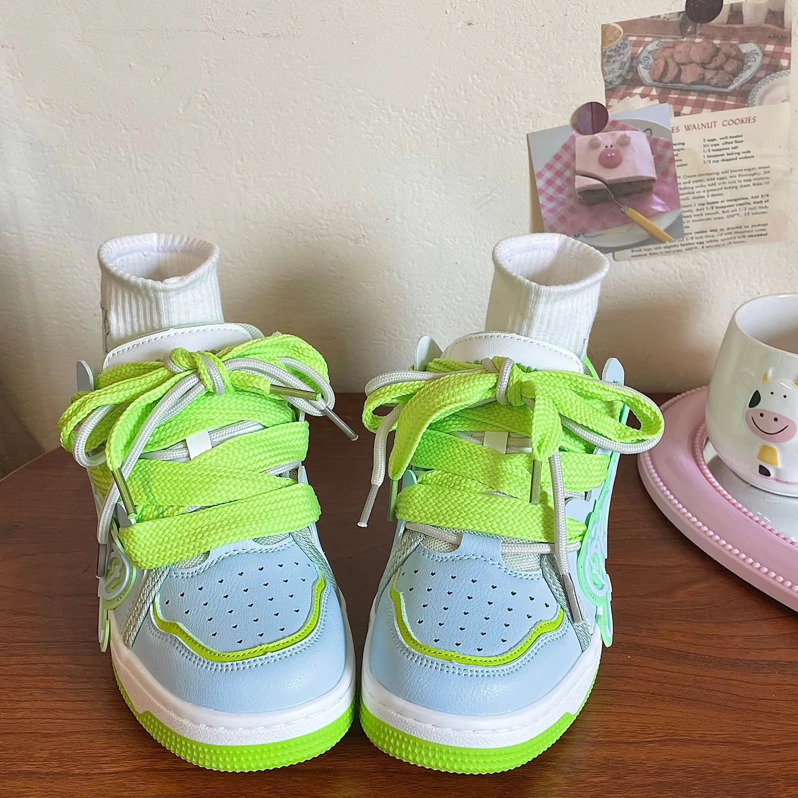 Yellow Green Lace Pink Blue Shoes Sporty Sneakers Running Shoes